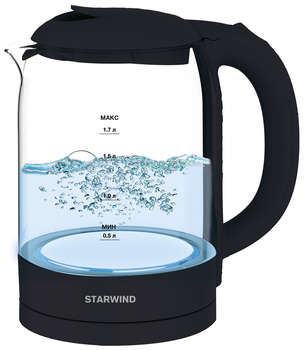 Чайник/Термопот STARWIND Чайник электрический SKG4031 1.7л. 2200Вт черный корпус: стекло