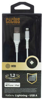 Кабель CACTUS CS-LG.USB.A-1.2 USB  1.2м белый блистер