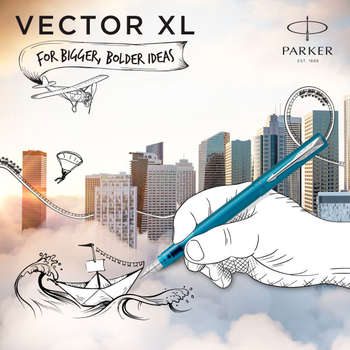 Ручка PARKER перьев. Vector XL F21  Teal CT M сталь нержавеющая подар.кор.