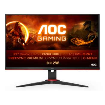 Монитор AOC LCD 27'' 16:9 1920х1080 IPS, nonGLARE, 250cd/m2, H178°/V178°, 1000:1, 80M:1, 16,7 миллионов цветов, 1ms, VGA, 2xHDMI, DP, Tilt, Swivel, Speakers, 3Y, Black-Red 27G2SPAE