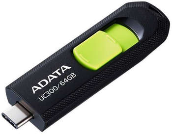 Flash-носитель A-DATA Флеш Диск 64Gb Type-C UC300 ACHO-UC300-64G-RBK/GN USB3.2 черный/зеленый