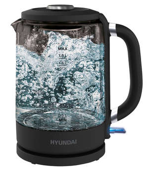 Чайник/Термопот HYUNDAI Чайник электрический HYK-G3402 1.7л. 2200Вт серый/серебристый корпус: стекло/пластик