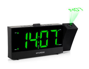 Радиобудильник HYUNDAI H-RCL243 черный LCD проек.изоб. подсв:зеленая часы:цифровые FM