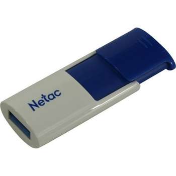 Flash-носитель Netac USB Drive 16GB U182 Blue [NT03U182N-016G-30BL], USB3.0, сдвижной корпус, пластиковая бело-синяя
