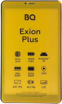 Планшет BQ 8077L Exion Plus SC9863A  8C RAM3Gb ROM32Gb 8" IPS 1280x800 3G 4G Android 10.0 золотистый 8Mpix 2Mpix BT GPS WiFi Touch microSD 64Gb minUSB 4000mAh