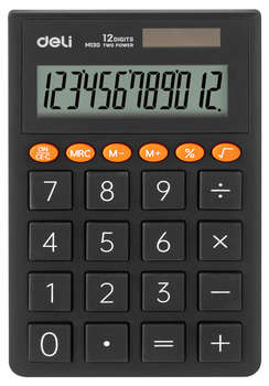 Калькулятор DELI карманный EM130D-GREY темно-серый 12-разр.