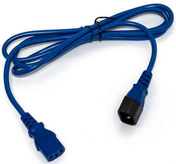 Кабель силовой HYPERLINE Шнур питания PWC-IEC13-IEC14-1.8-BL C13-С14 проводник.:3x0.75мм2 1.8м 250В 10А  синий