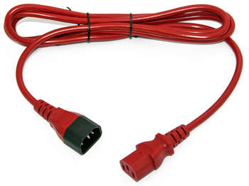 Кабель силовой HYPERLINE Шнур питания PWC-IEC13-IEC14-5.0-RD C13-С14 проводник.:3x0.75мм2 5м 250В 10А  красный