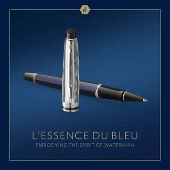Ручка WATERMAN роллер Expert L`Essence du Bleu  LaqBlue CT F черн. черн. подар.кор.