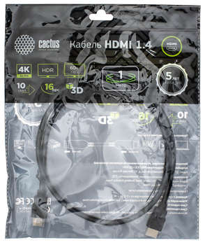 Кабели DVI CACTUS Кабель аудио-видео CS-HDMI.1.4-1 HDMI  1м. позолоч.конт. черный