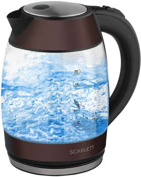 Чайник/Термопот SCARLETT Чайник электрический SC-EK27G100 1.7л. 2200Вт коричневый/черный корпус: стекло