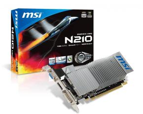 Видеокарта MSI NVIDIA GeForce 210 1 Гб DDR3 64 бит PCIE 2.0 16x Memory 1000 МГц GPU 589 МГц 1xРазъем 15pin D-sub 1xВыход DVI-D 1xВыход HDMI N210-1GD3/LP