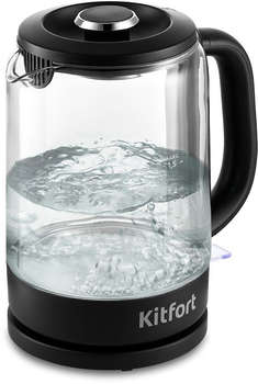 Чайник/Термопот KITFORT Чайник электрический КТ-6156 1.5л. 2200Вт черный корпус: стекло/пластик