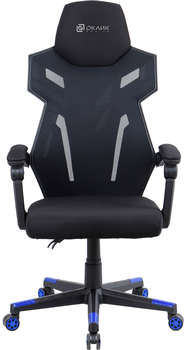 Кресло Oklick игровое Оклик 111G черный/синий сиденье черный сетка/ткань с подголов. крестов. пластик черный