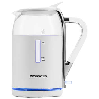 Чайник/Термопот POLARIS Чайник электрический PWK 1563CGL 1.5л. 2200Вт белый/прозрачный корпус: стекло/пластик