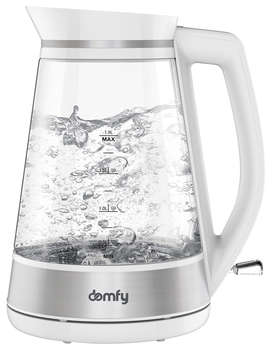 Чайник/Термопот DOMFY Чайник электрический DSW-EK505 1.9л. 3000Вт белый/прозрачный корпус: стекло/пластик