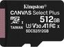 Карта памяти Kingston microSDXC Canvas Select Plus, 512 Гб, UHS-I Class U3 V30 A1, без адаптера