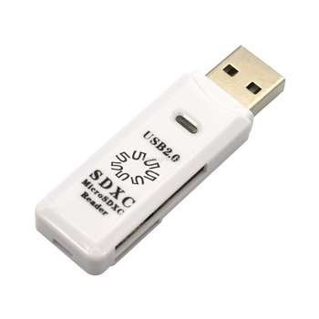 Картридер 5Bites Устройство ч/з карт памяти RE2-100WH USB2.0 Card reader / SD / TF / USB PLUG / WHITE