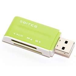 Картридер 5Bites RE2-102GR  Устройство ч/з карт памяти  USB2.0 / ALL-IN-ONE / USB PLUG / GREEN