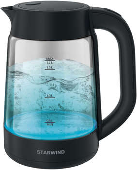 Чайник/Термопот STARWIND Чайник электрический SKG4030 1.7л. 2200Вт черный корпус: стекло/пластик