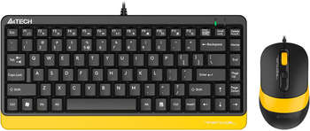Комплект (клавиатура+мышь) A4TECH Клавиатура + мышь Fstyler F1110 клав:черный/желтый мышь:черный/желтый USB Multimedia
