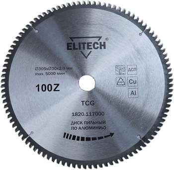 Круг, диск, фреза ELITECH Диск пильный по алюм. 1820.117000 d=305мм d