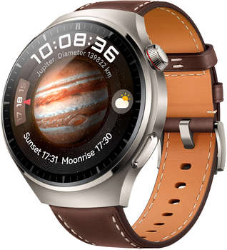 Умные часы, браслет Huawei Смарт-часы Watch 4 Pro Medes-L19L 1.5" AMOLED корп.серебристый рем.темно-коричневый разм.брасл.:140-210мм