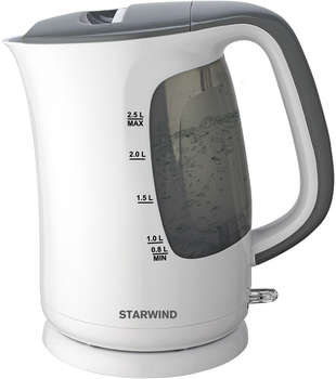 Чайник/Термопот STARWIND Чайник электрический SKG3025 2.5л. 2200Вт белый/серый корпус: пластик