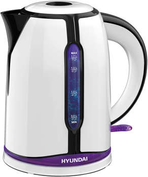 Чайник/Термопот HYUNDAI Чайник электрический HYK-P3405 1.7л. 2200Вт белый/черный корпус: пластик