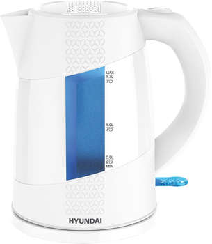 Чайник/Термопот HYUNDAI Чайник электрический HYK-P2407 1.7л. 2200Вт белый/голубой корпус: пластик