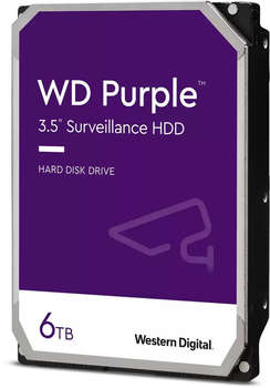 Жесткий диск HDD Жесткий диск SATA-III 6TB WD64PURZ Surveillance Purple  256Mb 3.5"
