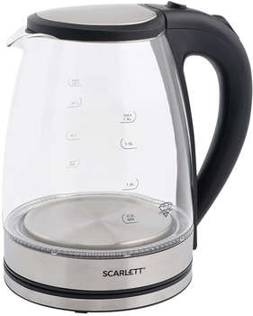 Чайник/Термопот SCARLETT Чайник электрический SC-EK27G35 1.8л. 1800Вт сталь/черный корпус: стекло/пластик