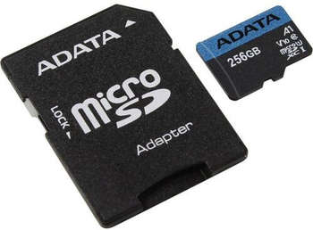 Карта памяти A-DATA Флеш карта microSDXC 256GB AUSDX256GUICL10A1-RA1 Premier Pro + adapter