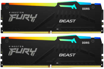 Оперативная память Kingston Память DDR5 2x32Gb 5600MHz KF556C40BBAK2-64 Fury Beast Black RGB RTL Gaming PC5-44800 CL40 DIMM 288-pin 1.25В dual rank с радиатором Ret