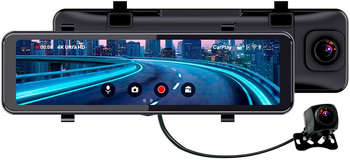 Автомобильный видеорегистратор TrendVision Видеорегистратор CarPlay Mirror черный 2Mpix 2160x3840 2160p 150гр. MSTAR 8826