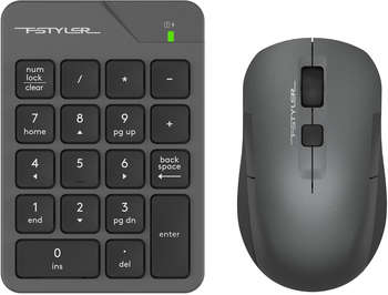 Комплект (клавиатура+мышь) A4TECH Числовой блок + мышь Fstyler FG1600C Air клав:серый мышь:серый/черный USB беспроводная slim