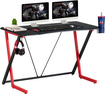 Компьютерный стол Oklick Стол игровой Оклик 521G столешница МДФ черный каркас красный 110х60см