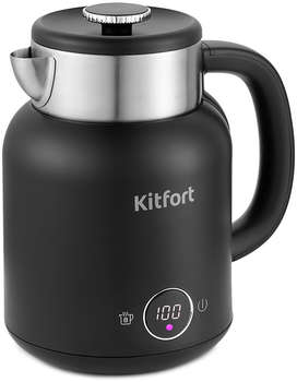 Чайник/Термопот KITFORT Чайник электрический КТ-6196-1 1.5л. 2200Вт черный/серебристый корпус: металл/пластик