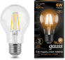 Лампа GAUSS светодиодная Filament A60 6Вт цок.:E27 груша 220B 2700K св.свеч.бел.теп.