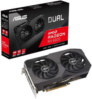 Видеокарта ASUS PCI-E 4.0 DUAL-RX6600-8G AMD Radeon RX 6600 8Gb 128bit GDDR6 2044/14000 HDMIx1 DPx3 HDCP Ret