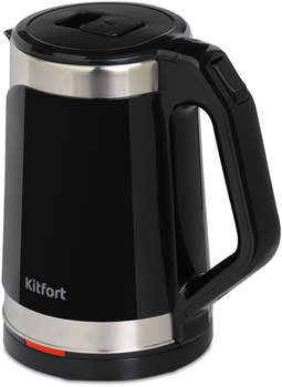 Чайник/Термопот KITFORT Чайник электрический КТ-6164 1.8л. 2200Вт черный глянец/нержавеющая сталь корпус: металл/пластик