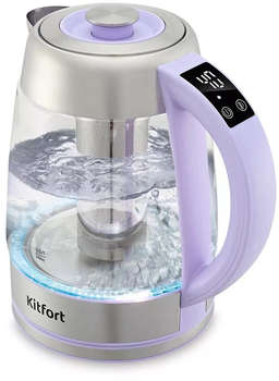 Чайник/Термопот KITFORT Чайник электрический КТ-6624 1.7л. 2200Вт лавандовый/нержавеющая сталь корпус: стекло/металл/пластик