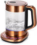 Чайник/Термопот KITFORT Чайник электрический КТ-6657 1.5л. 2200Вт бронзовый/черный корпус: стекло/металл/пластик