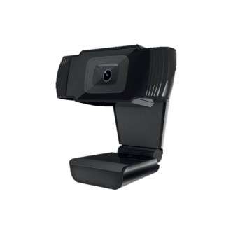 Веб-камера CBR CW 855FHD Black, с матрицей 3 МП, разрешение видео 1920х1080, USB 2.0, встроенный микрофон с шумоподавлением, фикс.фокус, крепление на мониторе, длина кабеля 1,8 м, цвет чёрный