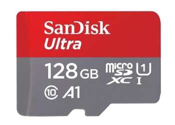 Карта памяти SanDisk Micro SecureDigital 128GB Ultra Class 10, UHS-I, R 140 МБ/с, <SDSQUAB-128G-GN6MN> без адаптера SD