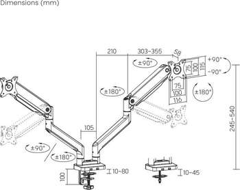 Кронштейн Ultramounts для мониторов UM731 черный 17"-35" макс.16кг крепление к столешнице поворот и наклон