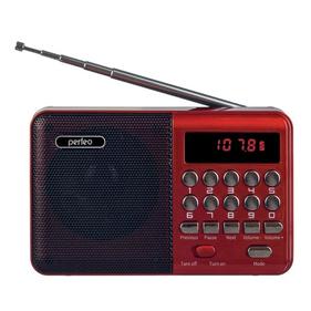 Радиоприемник Perfeo цифровой PALM FM+ 87.5-108МГц/ MP3/ питание USB или 18650/ красный  [PF_A4871]