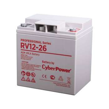 Аккумулятор для ИБП CYBERPOWER Аккумуляторная батарея RV 12-26 12V/26Ah {клемма М6, ДхШхВ 166х125х175мм, высота с клеммами 175, вес 9,2кг, срок службы 8 лет}