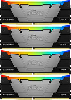 Оперативная память Kingston Память DDR4 4x8GB 3200MHz KF432C16RB2AK4/32 Fury Renegade RGB RTL Gaming PC4-25600 CL16 DIMM 288-pin 1.35В dual rank с радиатором Ret
