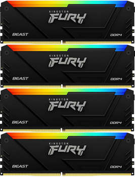 Оперативная память Kingston Память DDR4 4x32GB 3200MHz KF432C16BB2AK4/128 Fury Beast Black RGB RTL Gaming PC4-25600 CL16 DIMM 288-pin 1.35В dual rank с радиатором Ret